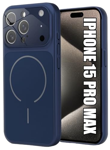 Image of SHINESTAR iPhone 15 Pro Max Case - Premium Shockproof Protective Cover, Wireless Charging Compatible, Slim & Durable Luxury Back Cover with Camera Protection (Blue)