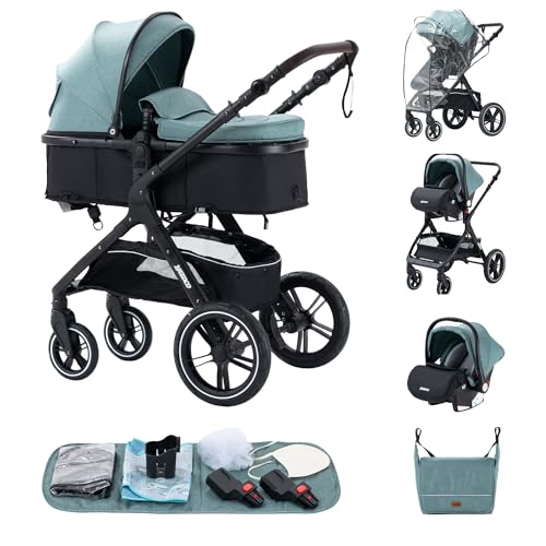 ALYIKOU Carrito Bebe 3 en 1, Carro Bebe 3 Piezas con Empuje Reversible de Dos Vías, Cochecito Bebe 3 Piezas con Estructura de Aleación Aluminio, Coche Bebe 3 en 1 Recién Nacidos,negro