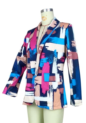 HuiSiFang Women's Printed Blazer Jacket Long Sleeve Open Front Casual Multicolor Print Top4