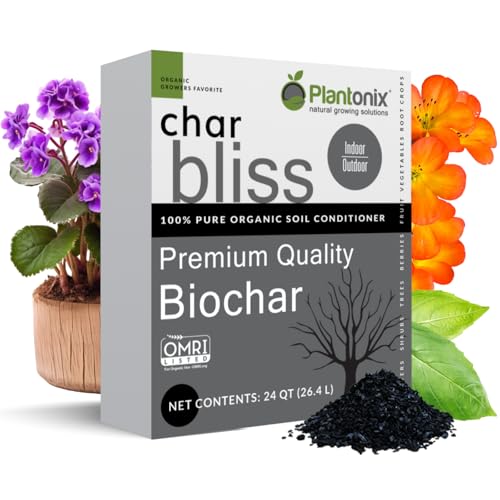Char Bliss (24 Qts) - Organic Biochar for Plants - OMRI-Listed Biochar Soil Amendment Organic - Bio Char for Plants - Horticultural Charcoal for Plants, Potting Soil, Garden Soil, & Potting Mixes