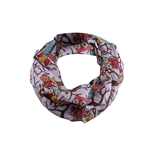 JURTEE Scarf for Women,Owl Pattern Printed Soft Scarf Wraps Shawl,Sunscreen Lightweight Shawl Neckerchief(Pink)