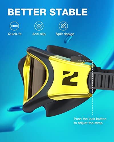 Zionor Swim Goggles, G1 Ultra Photochromic Polarized Swimming Goggles For Men Women Adult, Uv Protection Leakproof Easy Adjustable Strap For Indoor Outdoor Swimming (Polarized + Gold) #TOP5