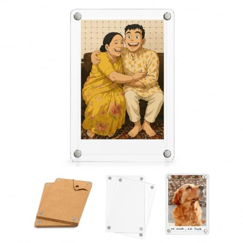 Image of Premium Magnetic Acrylic Photo Frames for Instant Print | 3.5x2.5 Inch | Fridge Magnet Photo Frame | Customizable Gift | Clear Magnetic Frame - Set of 1