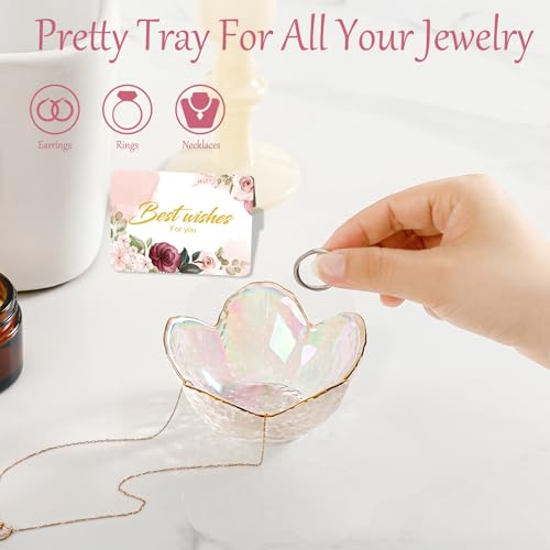 White Flower Jewelry Dish Glass Ring Dish Jewelry Tray Cute Vanity Organiser Room Decor Aesthetic Nightstand Bathroom Decor Trinket Dish Ring Holder Jewellery Tray Valentine's Birthday Gifts for Women - Cosy Home Interiors White Flower Jewelry Dish Glass Ring Dish Jewelry Tray Cute Vanity Organiser Room Decor Aesthetic Nightstand Bathroom Decor Trinket Dish Ring Holder Jewellery Tray Valentine's Birthday Gifts for Women - Image 8