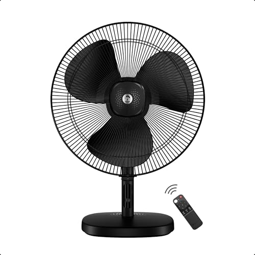 atomberg Renesa 400mm Table Fan | Ideal for Home & Office | Silent BLDC | High Air Delivery | 6 Speeds | 35W | Remote with Oscillation, Timer, Sleep | Easy to Clean | 2 Years Warranty (Black) view 1