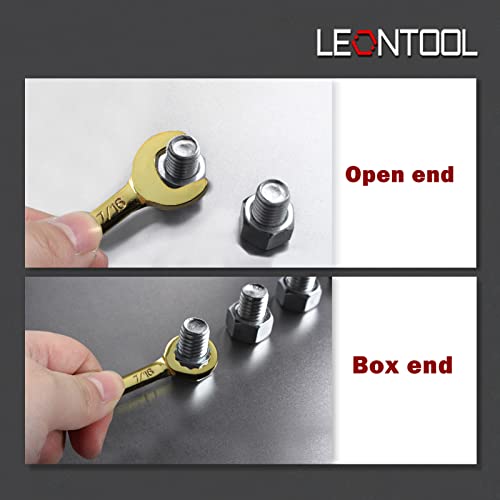 LEONTOOL Small Wrench Set SAE 10 PCS 5/32" to 7/16" Color Plated Open and Box End Mini Wrenches with Key Ring Small Standard Spanner Ignition Wrench Set including Portable Storage Pouches - Image 4