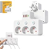 Intelligente Steckdosenleiste mit USB-Anschlüssen,3/4 Fach Mehrfachsteckdose ohne Kabel,Steckdosenadapter mit 3 USB & 1 USB C,Multifunktions Steckdosenleiste mit Schalter für Büro Hause Reisen (3Fach)