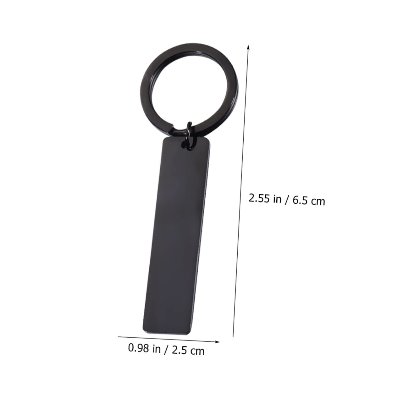 Glänzender Streifen-Schlüsselanhänger, Unfertiger Schlüsselanhänger, personalisierter Schlüsselanhänger, DIY-Schlüsselanhänger, Edelstahl (Schwarz x 5 Stück 6,50 x 2,50 x 0,30 cm)