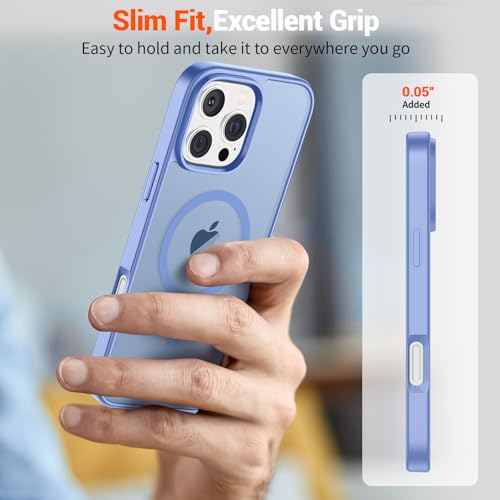 Image of SUPFINE Magnetic for iPhone 16 Pro Max Case (Compatible with MagSafe) (Military Grade Drop Protection) Slim Translucent Matte Shockproof Phone Cover,Blue Purple