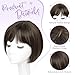 UDU Short Bob Hair Toppers with Bangs and Side Part - Synthetic Wig Toppers for Thinning Hair