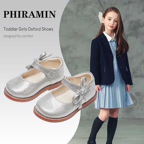 Image of PHIRAMIN Toddler Girl Mary Jane Student Oxford Shoes-Little Girl School Uniform Shoes for Wedding Party
