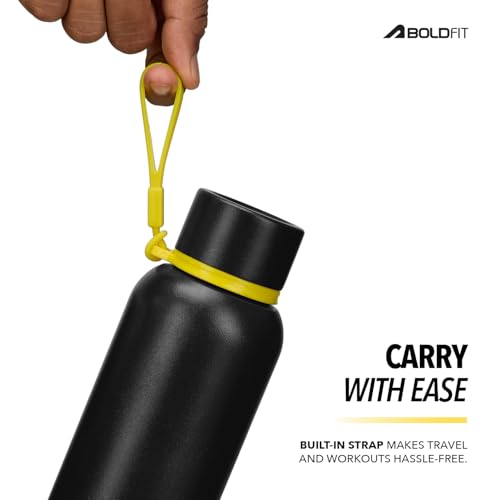 Image of Boldfit Water Bottle 700ml Stainless Steel Water Bottle Vacuum Insulated Hot & Cold Flask Leakproof BPA Free Metal Bottle with Strap Rust Free Reusable Water Bottle for Gym, Office, School & Travel