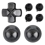 eXtremeRate Black Aluminum Analog Thumbsticks & Bullet Buttons & D-pad Replacements Kits Metal Buttons for ps4 Slim Pro Controller