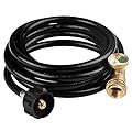 H&J 12 FT Propane Extension Hose with Gauge-Leak Detector Replacement for Gas Grill, Heater and All Other Propane Appliances, Acme to Male POL Fittings