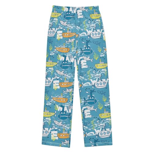 Submarine Shark Boys Long Pants Soft Trousers Elastic Waist Kids Lounge Bottoms with Pockets S-XL