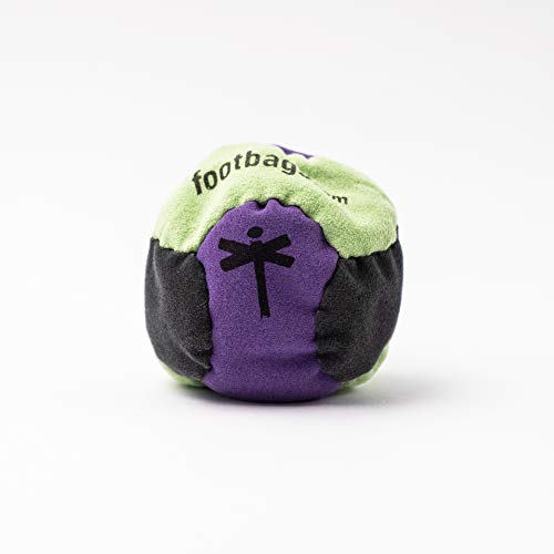 Dragonfly Footbags Black, Purple, and Green Whirl 6 Panel Metal Filled (Hacky Sack)