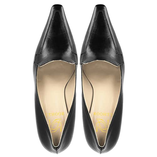 LEHOOR Women Vintage Chunky Block Heel Pumps Shoes Square Pointed Toe Slip On Formal Office Work Business Loafers Shoes Suede Snakeskin Cone Heel Oxford Shoe Ladies Professional Chic Fall 4-11 M US3