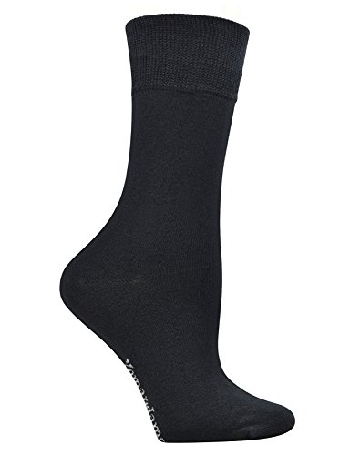 Yomandamor Women's Best Seamless Crew Dress Black Socks,5 Pairs L Size4