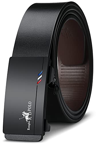 OYIFAN Black Belt Men, Genuine Leather Dress Designer Belts for men, Fashion Slide Ratchet Click Casual Mens Belt for Jeans Pants 1 3/8