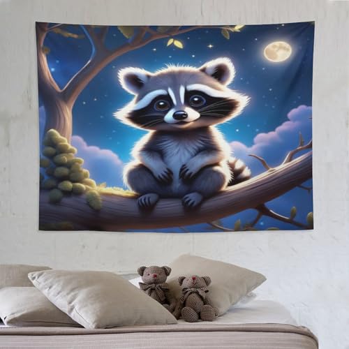 Tapisserie raton laveur PAZZK 150x200cm pour décoration murale de salon