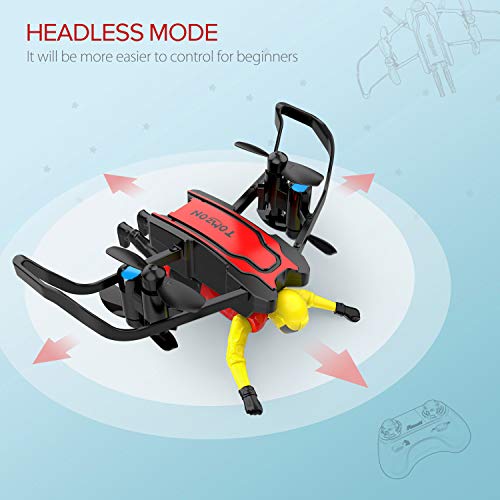 Mini Drone, Tomzon U48B RC Stunt Doll with Paraglider Flight, One Key Demo, Altitude Hold RC Quadcopter, Nano Drone for Kids and Adults (Red)