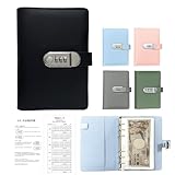 【Flechasu】100万円貯まる貯金ファイル 貯金カード付き貯金箱 お札100枚収納 バインダー式 カードポケット ダイヤルロック付き 貯金手帳 おしゃれ 貯金チャレンジ 目標貯金応援セット (ブラック)