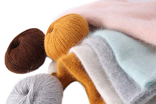 Tehete 100% Angora Wool Yarn For Crocheting 2-Ply Soft Luxurious Fuzzy Chunky Knitting Yarn (White),801 #TOP4