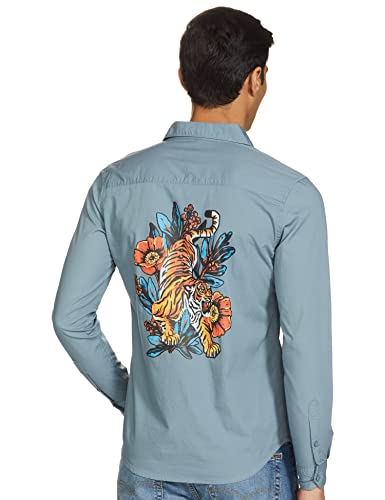 Image of KETCH Men Cotton Slim Fit Solid Full Sleeve Shirt