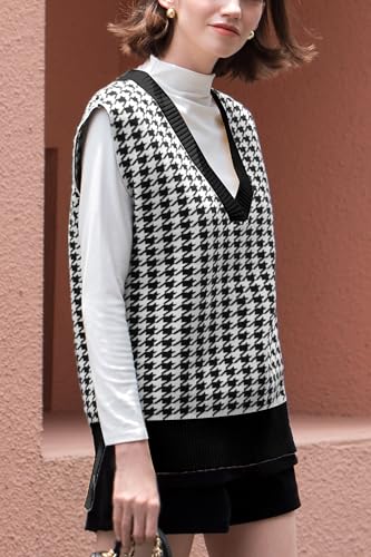 Women's Oversized V-Neck Sweater Vest Sleeveless Knitted Pullover Top for Fall Outfits 20253