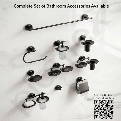 Image of Plantex J4 Stainless Steel Soap Dish with Liquid Dispenser /Soap Stand for Bathroom Wall Mount /Shampoo Dispenser /Bathroom Accessories (PVD Black Finish) Onix