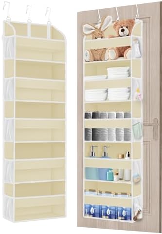 Over The Door Hanging Organizer - 4-Shelf Storage With Clear Pockets, Gray Space Saver For Nursery, Bathroom, Closet, Bedroom & Dorm
