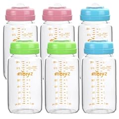 [Pack of 6] 3 Color Lids - 8 Ounce Borosilicate GLASS Bottle