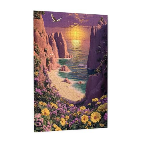 RMYRHQ Stunning Coastal Cliffs Wood Jigsaw Puzzles Adult 1000 Pieces
