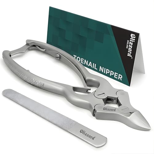 Toenail Clippers by Blizzard – Medical Grade Double Action Toe Nail Nipper Cutter for Thick Nails Seniors – 6 inch German Tool Double Spring