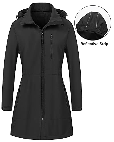 Image of CREATMO US Women's Lightweight Waterproof Long Softshell Tactical Jacket Fleece Lined Windbreaker