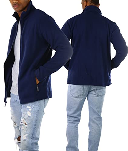 Image of ToBeInStyle Men's Zip Up Long Sleeve High Collar Polar Fleece Jacket
