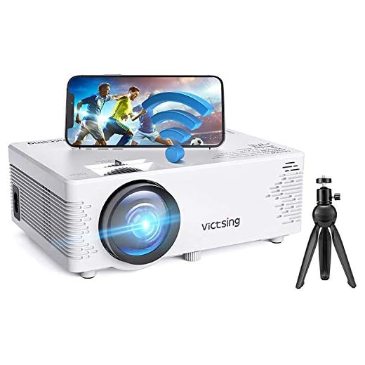 VicTsing WiFi Projector-4200L Wireless Bluetooth Mini Projector with Tripod, 1080P 170” Display Supported, Compatible with TV Stick, PS4, DVD, Portable Protector for Home Entertainment【2020 New Tech】