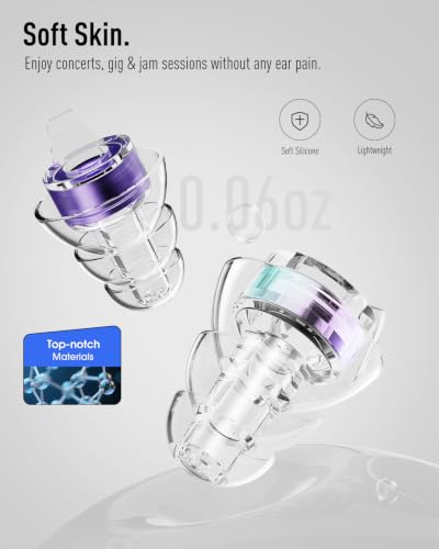 Image of Hearprotek Concert Ear Plugs, 2 Pairs High Fidelity Ear Plugs for Musicians