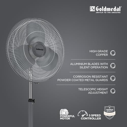 Image of Goldmedal TURBO MAXX 500 mm PEDESTAL FAN For Home & Office| High Air Delivery | High RPM | (Grey)