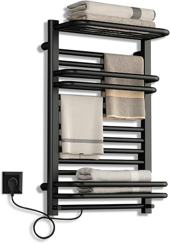 IZHIUTP Toallero de baño de 490 W, radiador toallero con Control Remoto y aplicación, toallero eléctrico con Temporizador y termostato, Calentador de Fibra de Carbono.