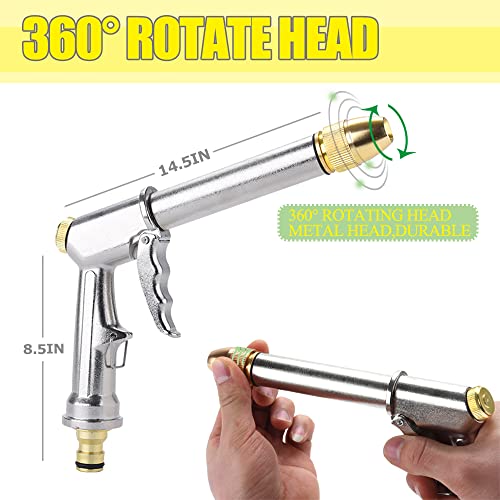 For 4/8'' Hose Multi Pattern Heavy Duty Watering Gun -Adjustable Garden Hose Nozzle -Powerful High Pressure Water Watering Pistol For Car Wash,Lawn & Garden Watering,For Home Use,Hose Spray Attachment #TOP3