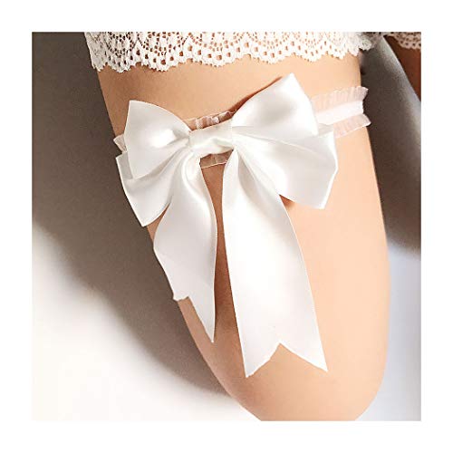 Campsis Sexy Wedding Garter Belt White Bridal Satin Bow Tie Garters Big Bow Knot Ribbon Leg Garter Foot Ring For Women And Girls (White) #TOP1