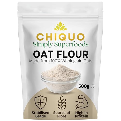 Chiquo Oat Flour 500g - Premium Stabilised 100% Wholegrain Oats | High Protein & Fibre Low Fat | No Added Sugar | Vegan & Clean Eating Friendly | Perfect for Pancakes Baking Smoothies & Cooking