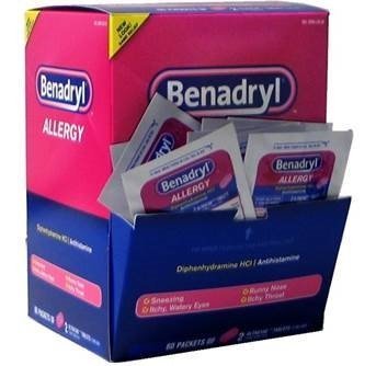 Benadryl Allergy 60 Packs of 2 Tablets Dispenser Box Single Dose Individual Packs by Benadryl