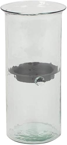 Portavelas clásico grande de 12 pulgadas de alto con textura de pilar rústico Hurricane