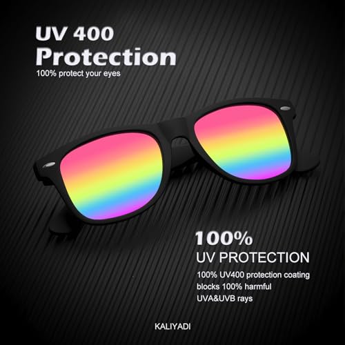 Image of KALIYADI Polarized Sunglasses for Men and Women Matte Finish Sun glasses Color Mirror Lens UV Blocking (3 Pack)