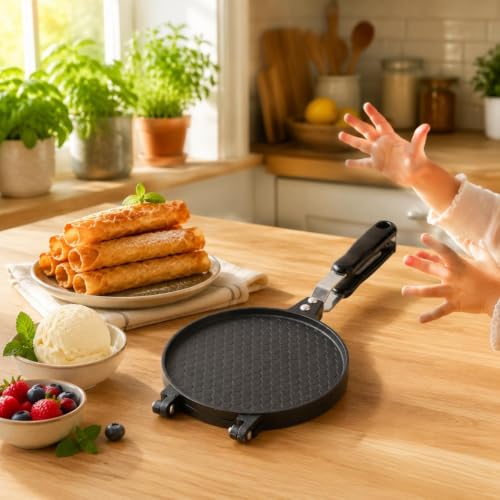 Moule à gaufrettes solide en métal de 17cm avec motifs traditionnels de cuisine