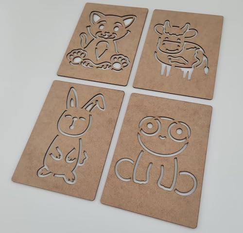 Image of Cliths Montessori Farm Animals Stencil Set - 14 Templates for Handwriting, Drawing, and Artistic Expression