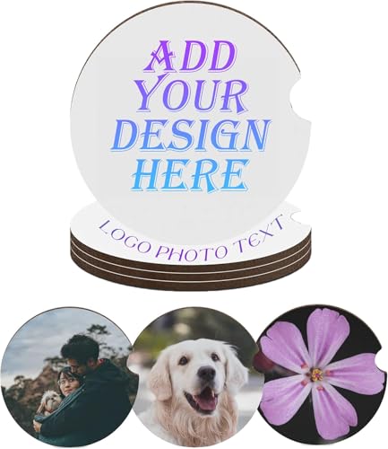 Custom Car Coasters Personalized Cup Holder Add Your Photo Picture Text Logo Moisture Resistant Customized Design Car Cup Holder for Cups Drinks Coffee