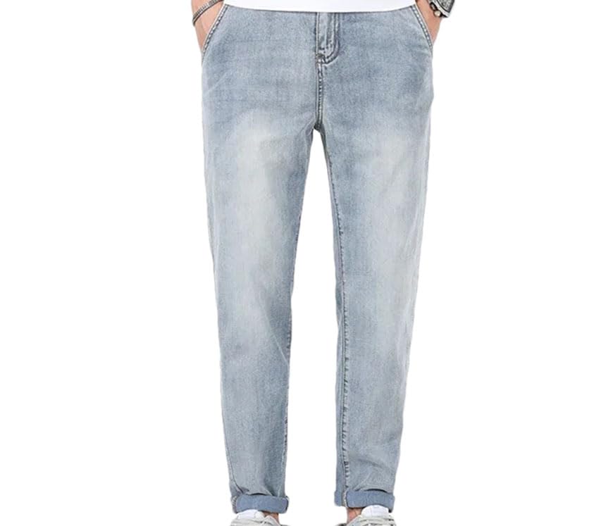 Men’S Slim Fit Stretch Jeans Mid Waist Straight Leg Denim Pants Casual Zipper Fly Lightweight Jeans